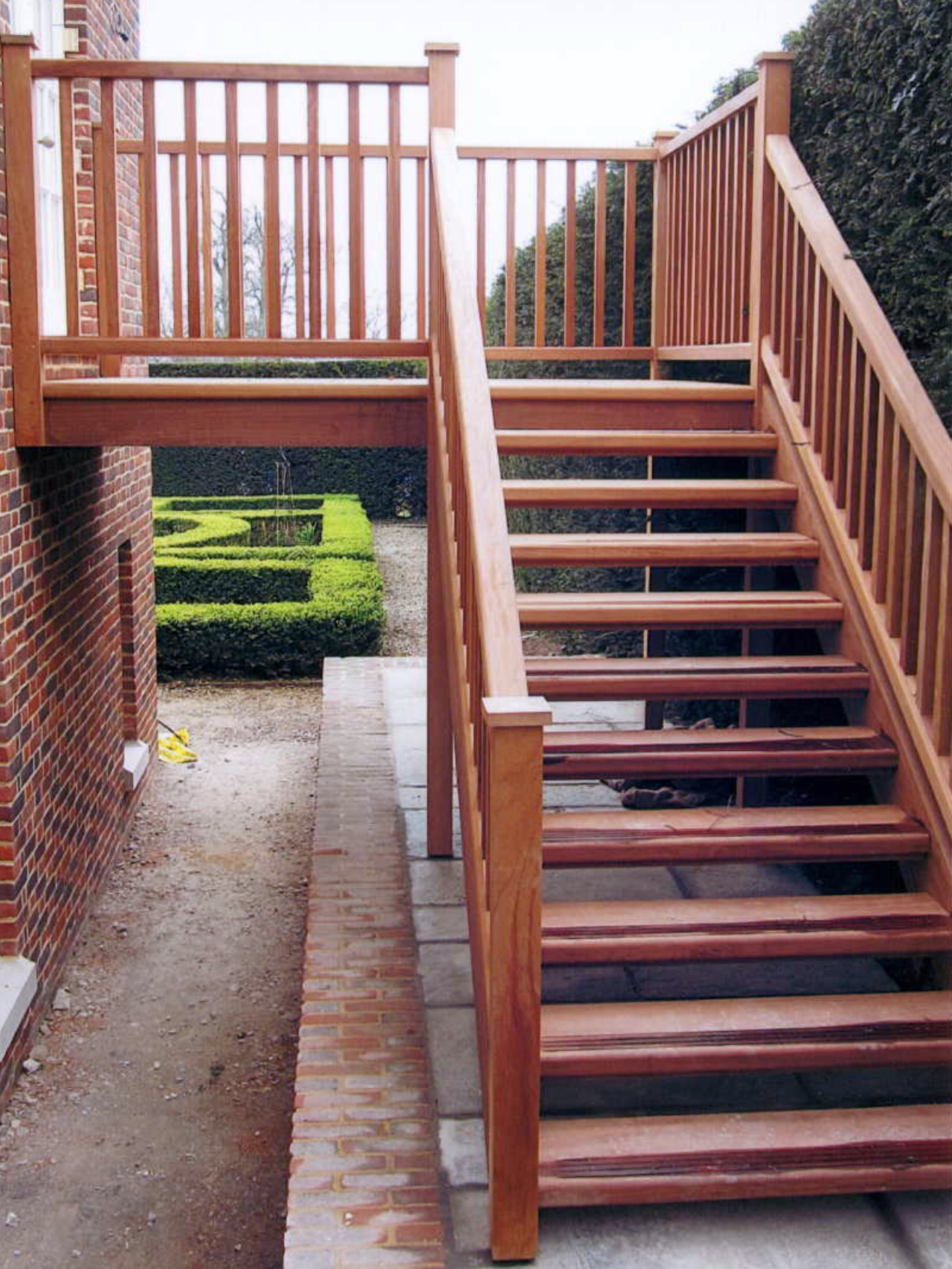 straight outside wooden staircase