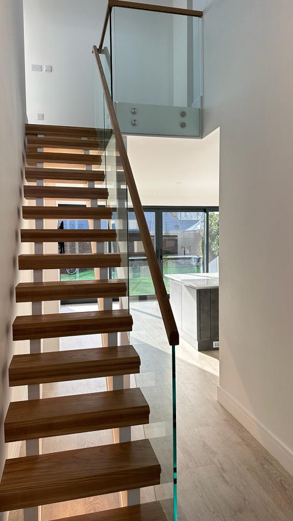 wooden open riser staircase