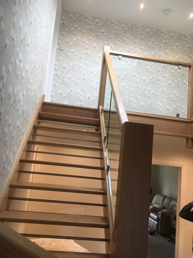 straight Open Riser staircase with glass balusters