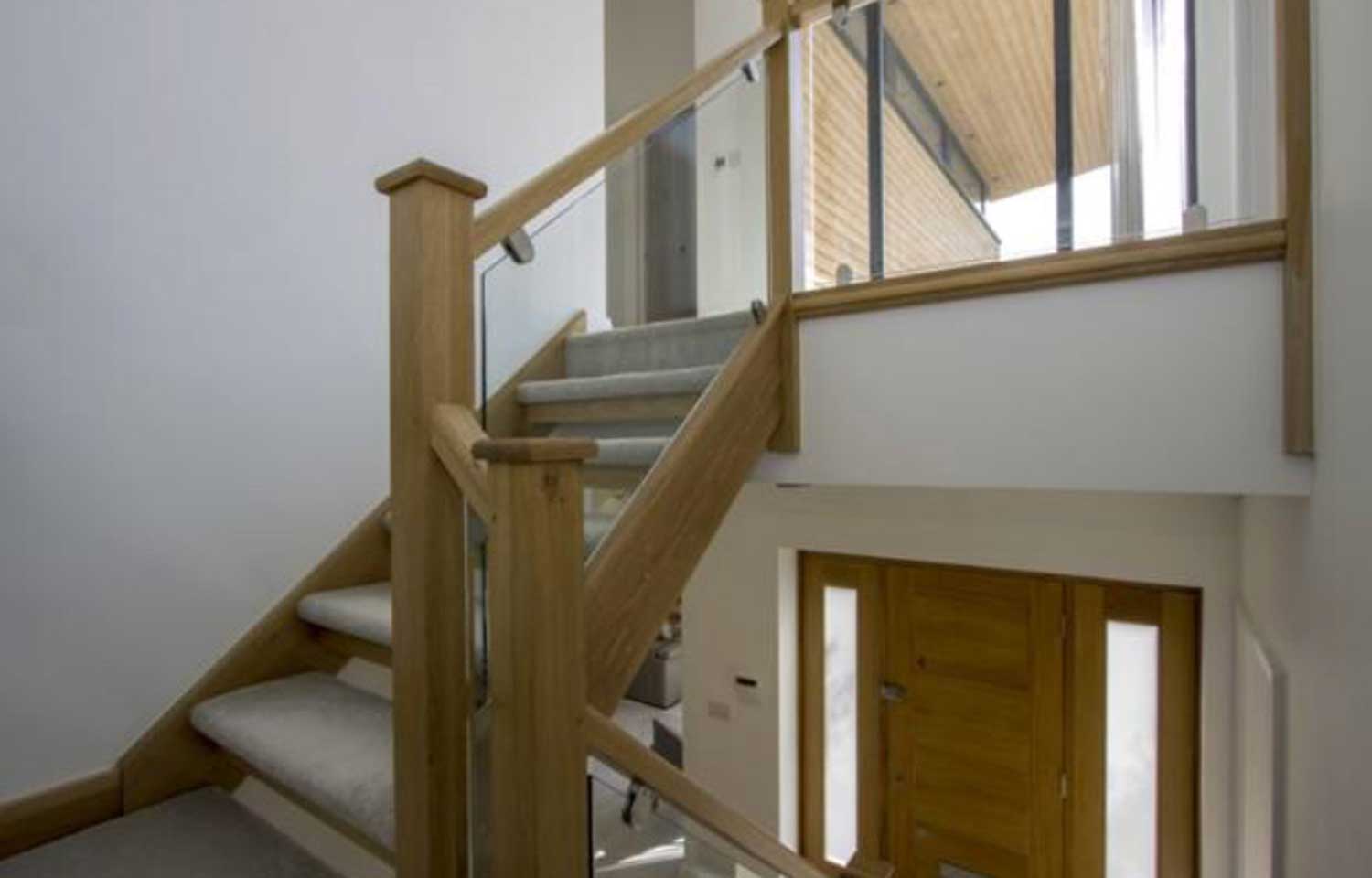 Open Riser staircase with glass balusters