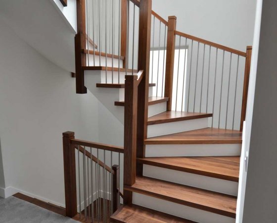 Staircase with metal spindles