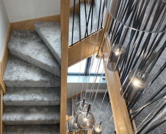 Metal spindle staircase from above