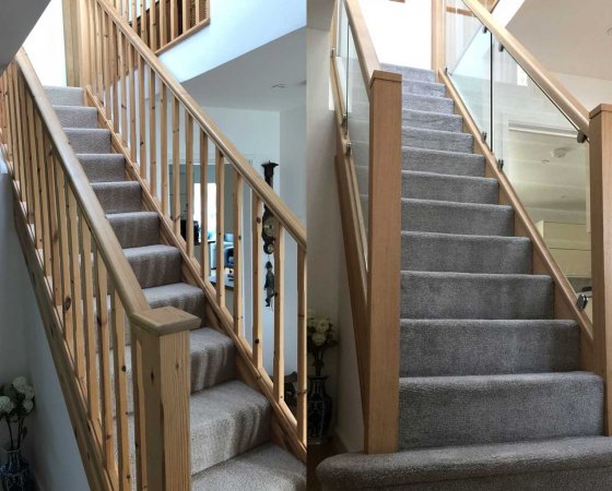 Staircase Conversion glass balusters