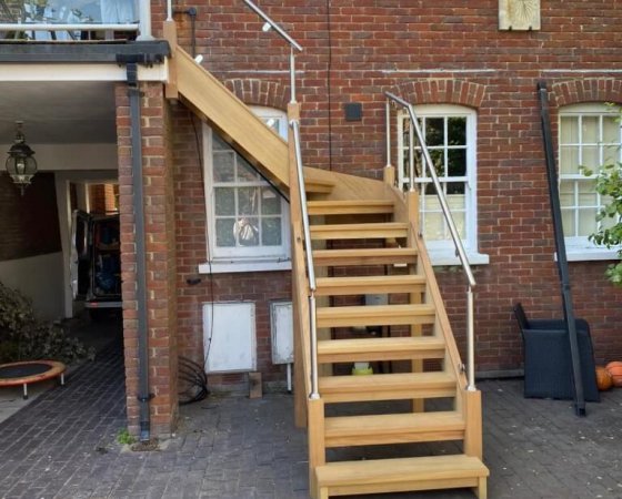 External Staircase with Metal Handrail